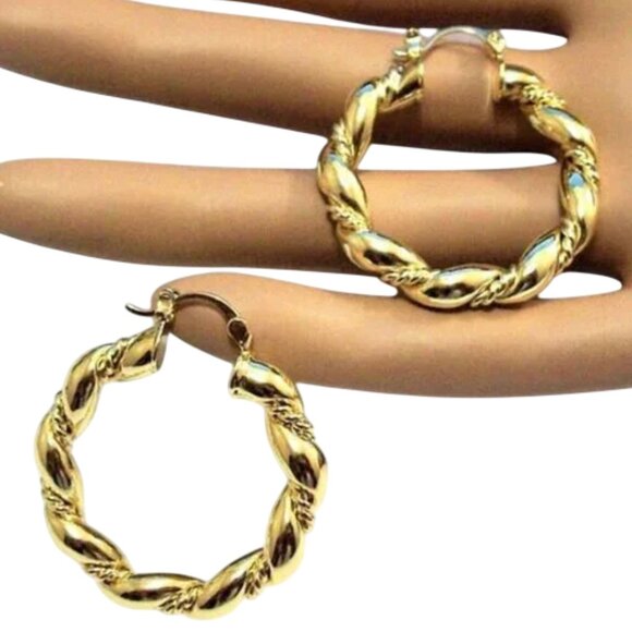 1 1/2 Inch 41mm Gold Tone Pierced Post Earrings - Picture 3 of 5